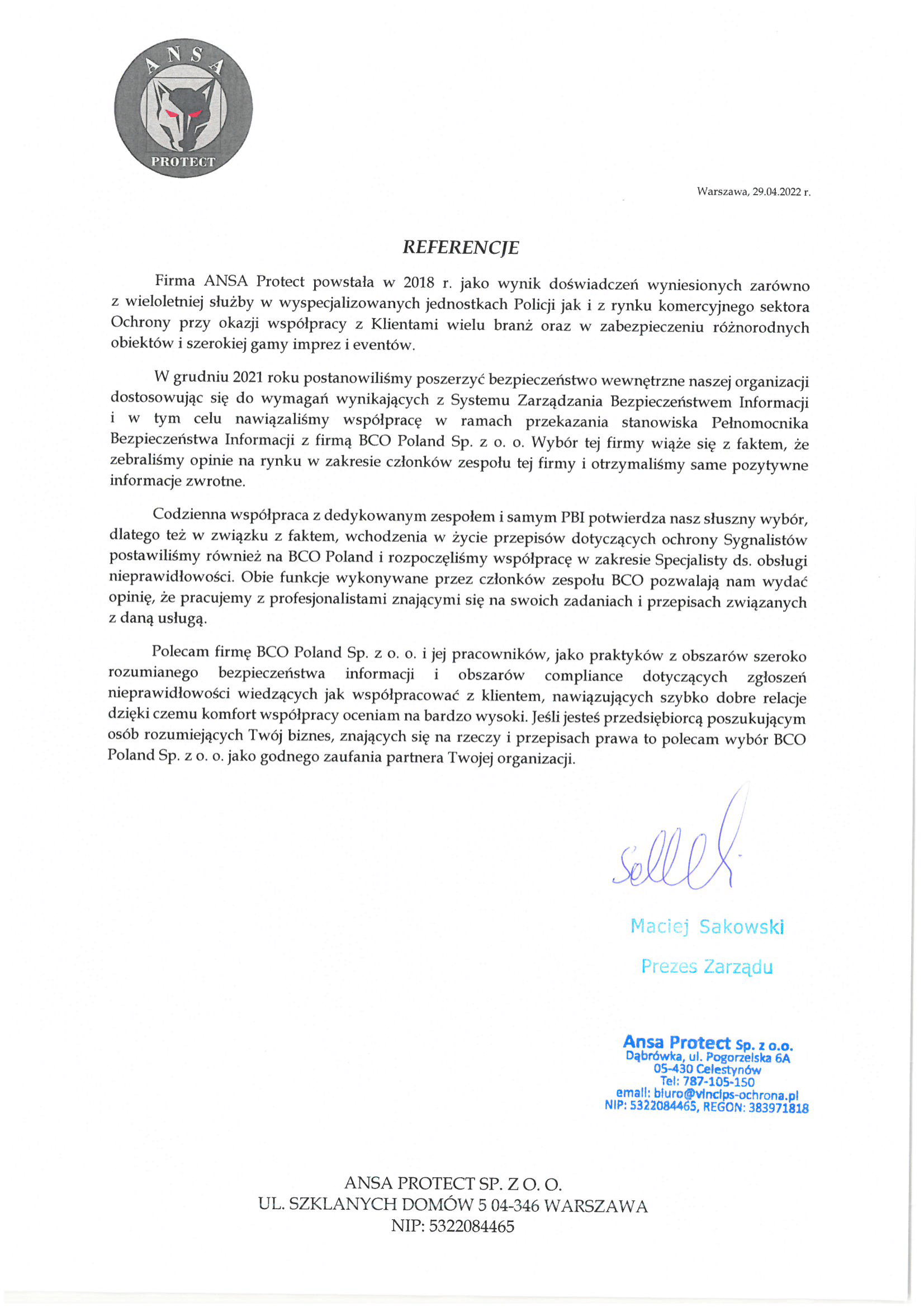 Referencje - ANSA