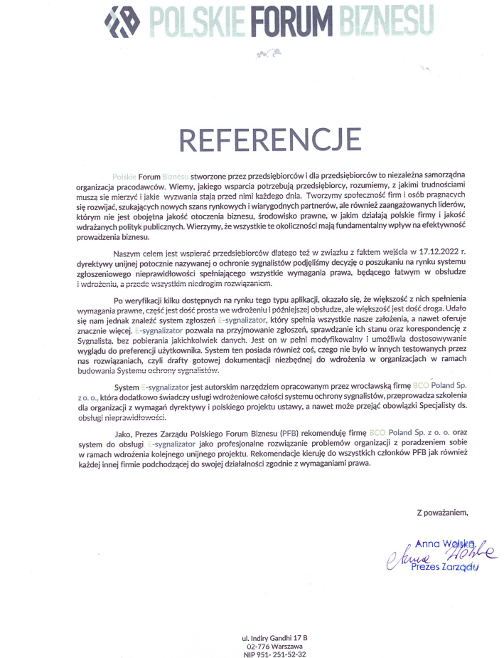 Referencje - PFB